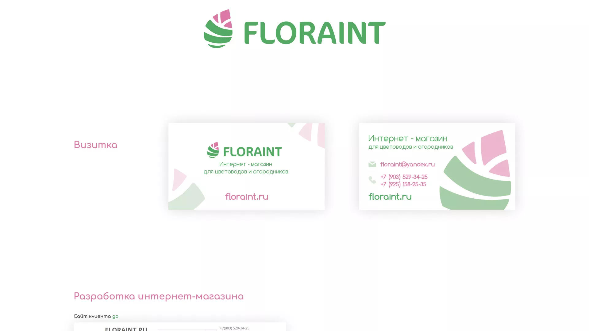 Создание логотипа и интернет-магазина «FLORAINT» в Сальске