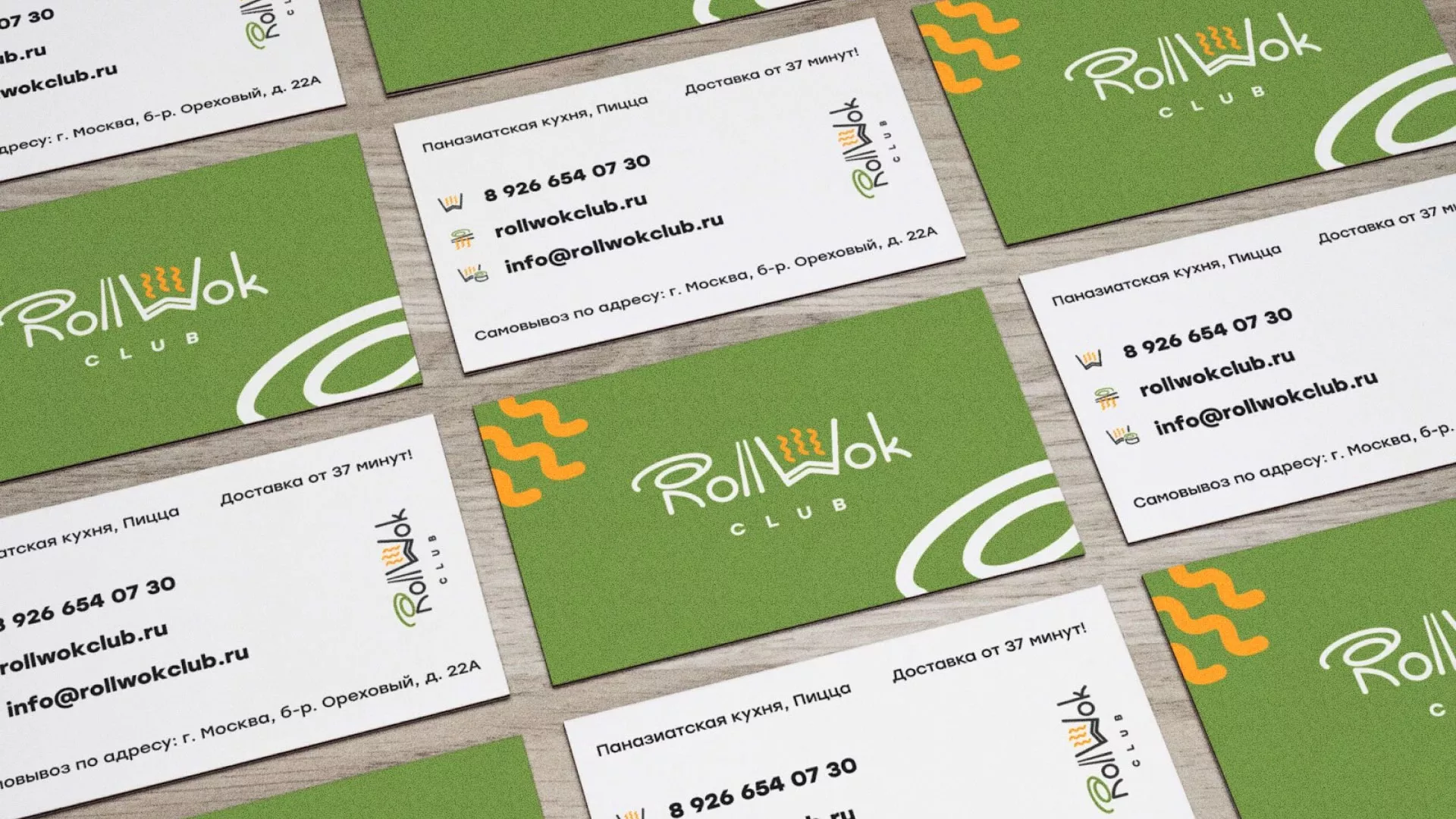 Разработка дизайна визиток суши-бара «Roll Wok Club» в Сальске